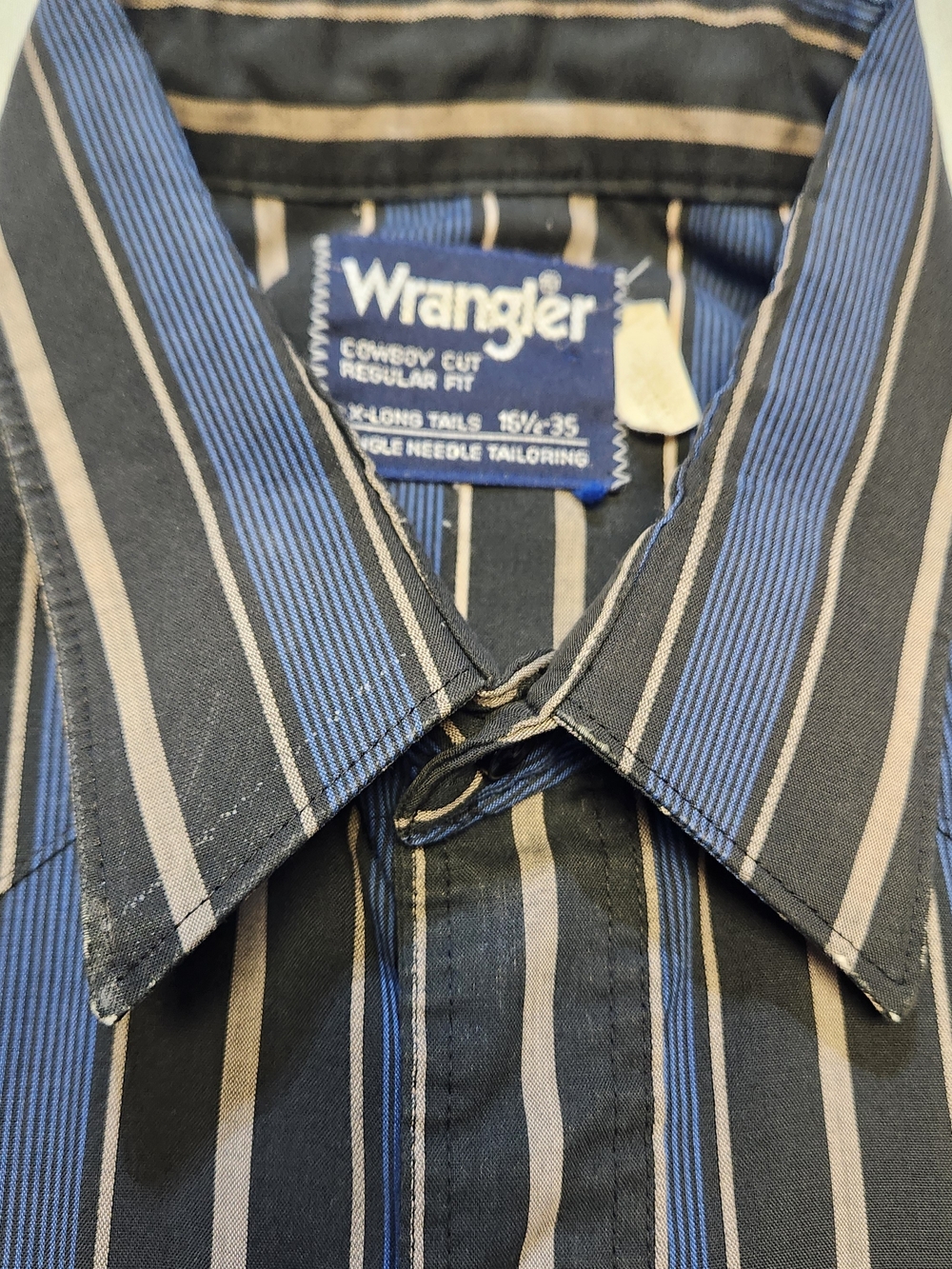 Vintage Wrangler L Cowboy Cut Single Stitch Pearl Snap Long Sleeve Button Up USA - Picture 6 of 11